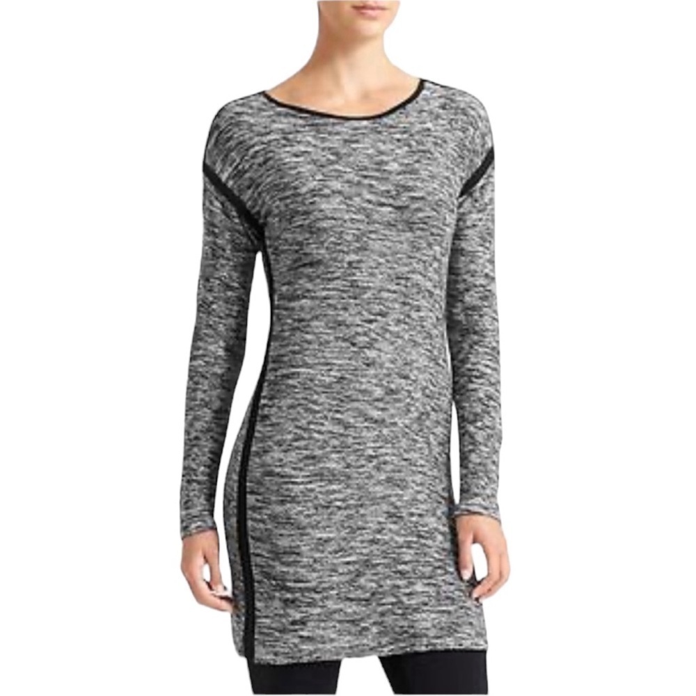 Athleta Retreat Sweater Dress Long Sleeve Midi Sz Small Black White